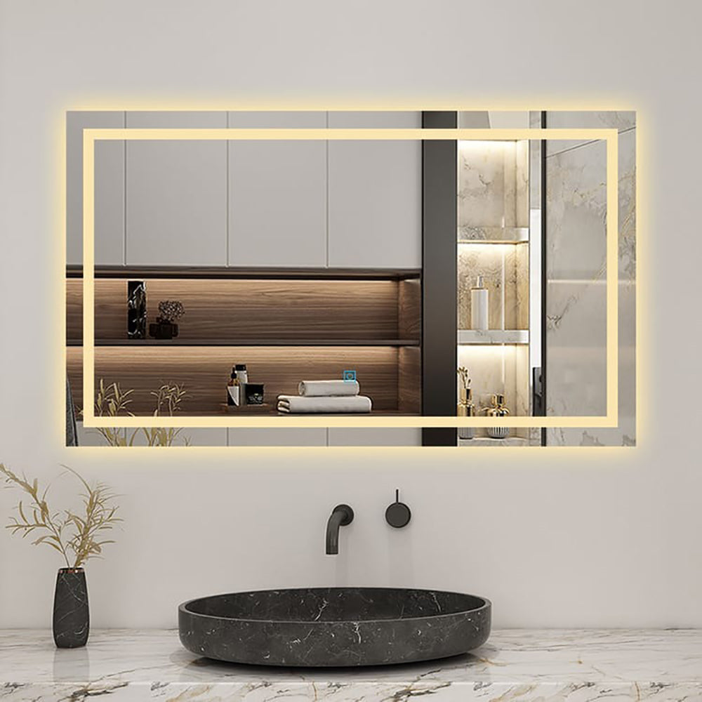 AICA LED miroir lumineux 3 couleurs tactile + anti-buée + dimmable + mémoire 80x60cm miroir salle de bain