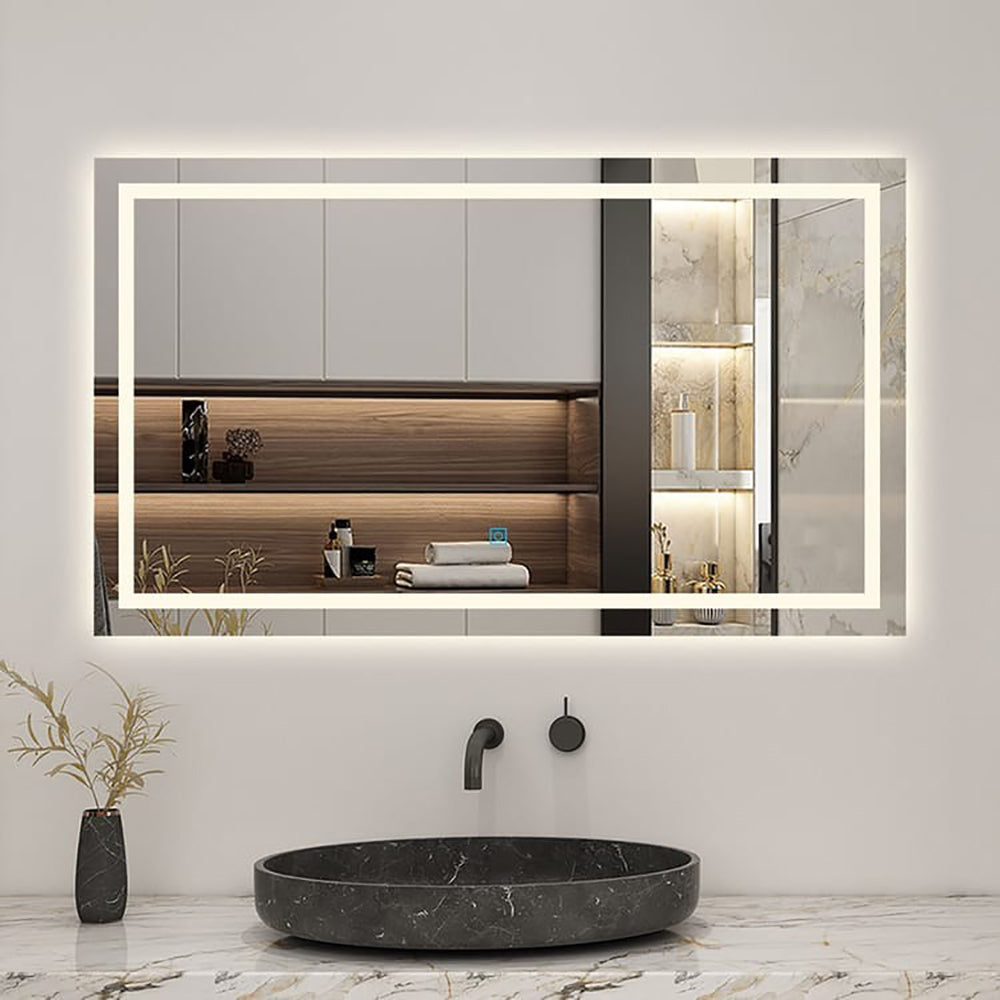 AICA LED miroir lumineux 3 couleurs tactile + anti-buée + dimmable + mémoire 80x60cm miroir salle de bain