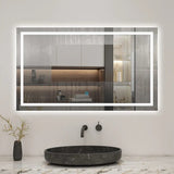 AICA Miroir lumineux 100x60cm,3 couleurs + dimmable + anti-buée + mémoire, miroir salle de bain