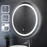 SIRHONA 80cm Miroir de Salle de Bain à LED Rond Anti-buée avec éclairage intégré Blanc Froid Miroir Rond Mural
