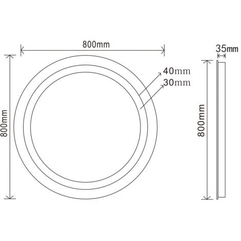 SIRHONA 80cm Miroir de Salle de Bain à LED Rond Anti-buée avec éclairage intégré Blanc Froid Miroir Rond Mural