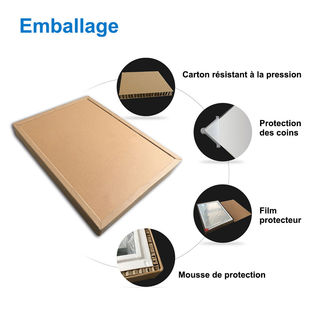 Miroir multifonctionnel avec 2 couleur LED réglable + antibuée +Bluetooth + Miroir grossissant