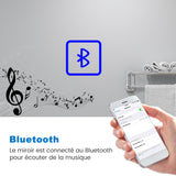AICA Miroir de Salle de Bain LED avec Bluetooth 60/70/80/100/120/140/160cm, Mural Miroir avec Horloge + 3 Couleurs + Dimmable + Anti-buée + Grossissant 3x, Interrupteur Tactile Étanche IP44