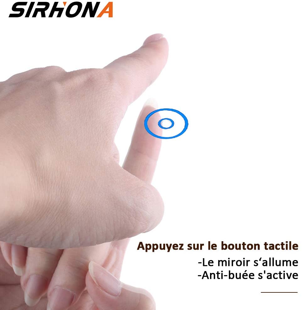 SIRHONA Miroir LED Salle de Bains avec éclairage LED Miroir Muraux AVCE Anti-buée Fonction Cosmétiques Mural Lumière Illumination