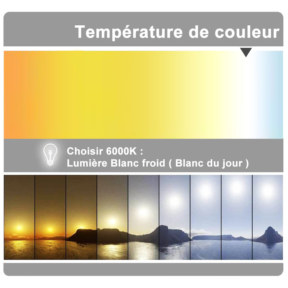 Miroir mural de salle de bain, illumination LED, éclairage intégré Blanc Froid/Anti-buée