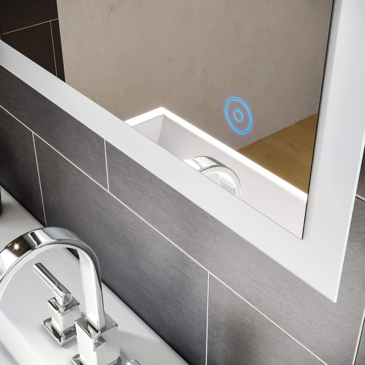 SIRHONA Miroir LED Salle de Bains avec éclairage LED Miroir Muraux AVCE Anti-buée Fonction Cosmétiques Mural Lumière Illumination