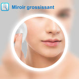 Miroir multifonctionnel avec 2 couleur LED réglable + antibuée +Bluetooth + Miroir grossissant