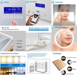 Miroir multifonctionnel avec 2 couleur LED réglable + antibuée +Bluetooth + Miroir grossissant