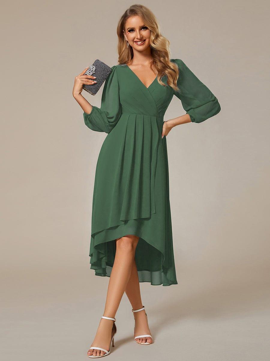 ever BRIAR|Chiffon 3/4 Sleeve V-Neck High-Low Wedding Guest Dress(Final Sale)