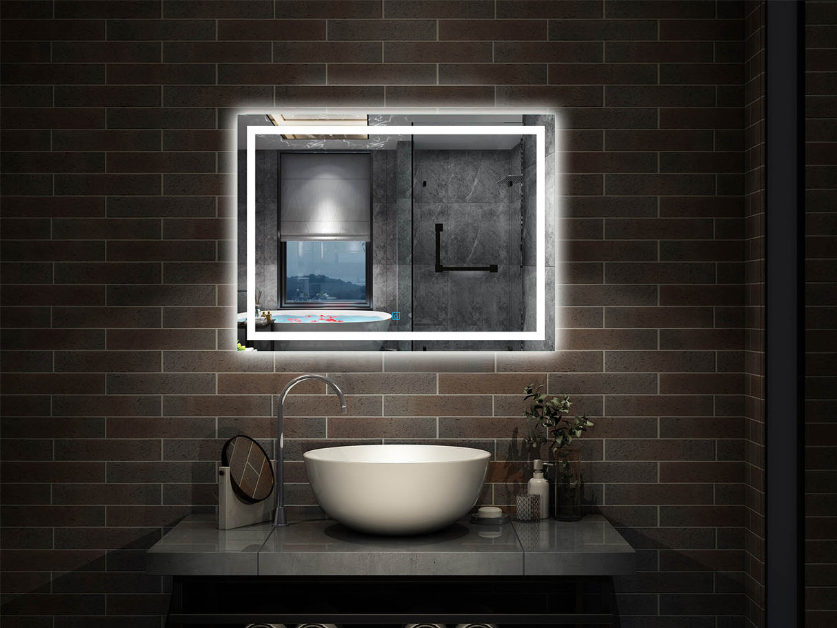 Miroir mural de salle de bain, illumination LED, éclairage intégré Blanc Froid/Anti-buée