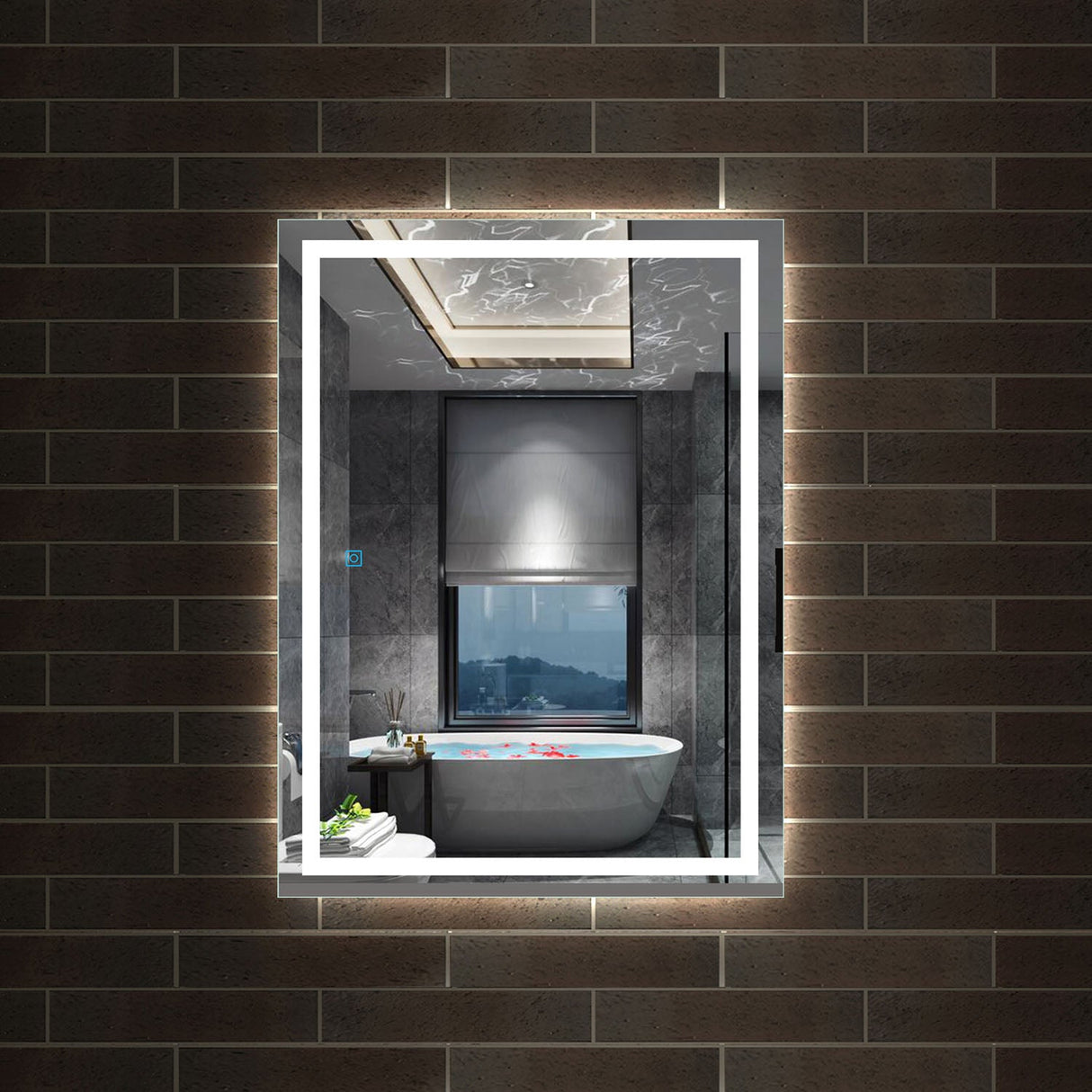 Miroir mural de salle de bain, illumination LED, éclairage intégré Blanc Froid/Anti-buée