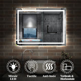 Miroir mural de salle de bain, illumination LED, éclairage intégré Blanc Froid/Anti-buée