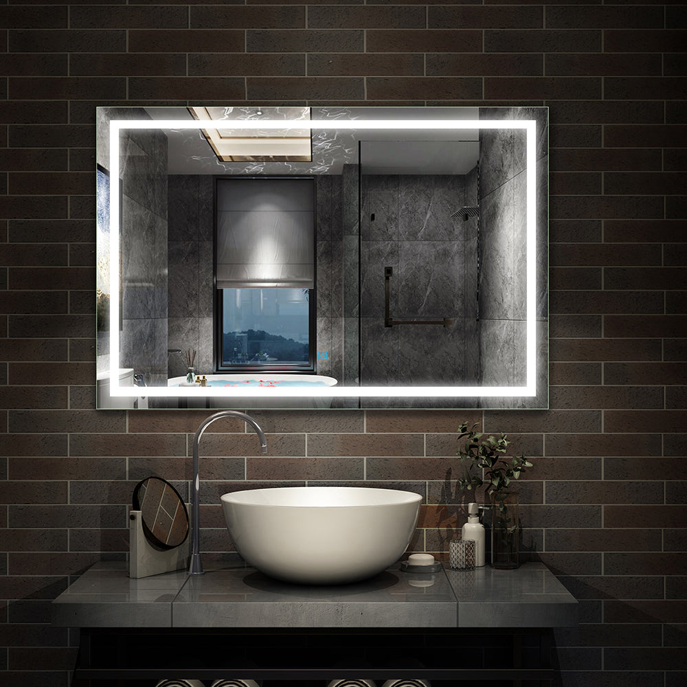 Miroir mural de salle de bain, illumination LED, éclairage intégré Blanc Froid/Anti-buée