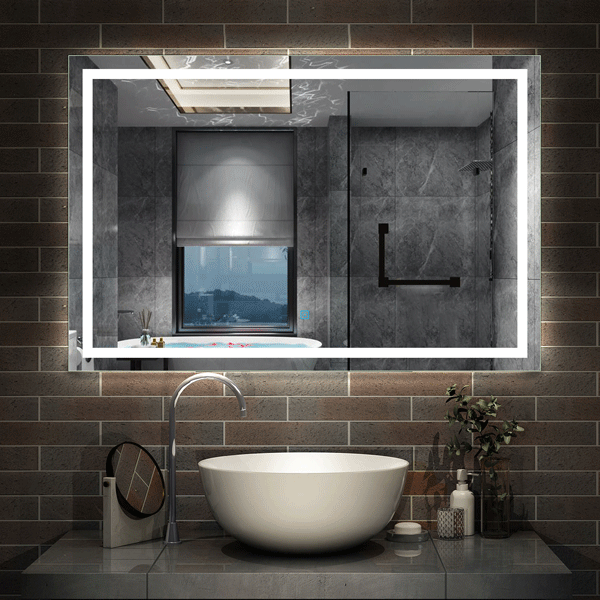 Miroir mural de salle de bain, illumination LED, éclairage intégré Blanc Froid/Anti-buée