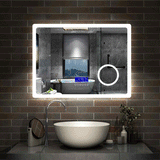 Miroir multifonctionnel avec 2 couleur LED réglable + antibuée +Bluetooth + Miroir grossissant