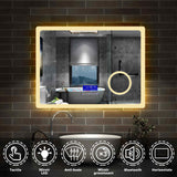 Miroir multifonctionnel avec 2 couleur LED réglable + antibuée +Bluetooth + Miroir grossissant