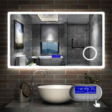 Miroir multifonctionnel avec 2 couleur LED réglable + antibuée +Bluetooth + Miroir grossissant