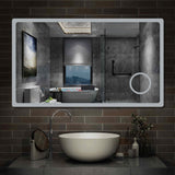 Miroir multifonctionnel avec 2 couleur LED réglable + antibuée +Bluetooth + Miroir grossissant