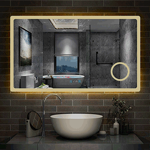 Miroir 80/100/120/140/160cm multifonctionnel avec 3 couleur LED réglable + antibuée +Horloge numérique+Miroir grossissant