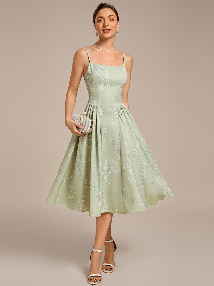 Floral Satin Waist Cinched Guest Dress