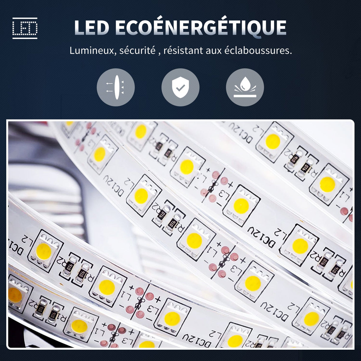 SIRHONA 100x70cm LED Miroir Salle de Bains avec éclairage Cosmétiques Mural Lumière Illumination avec Commande par Effleurement Anti-buée