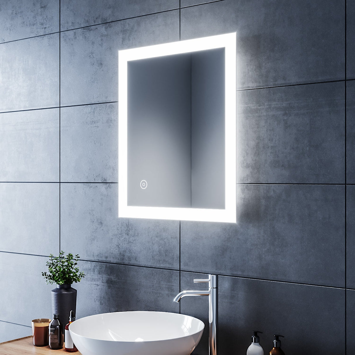 SIRHONA Miroir LED Salle de Bains avec éclairage LED Miroir Muraux AVCE Anti-buée Fonction Cosmétiques Mural Lumière Illumination