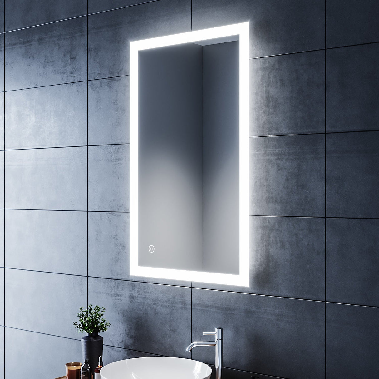SIRHONA Miroir LED Salle de Bains avec éclairage LED Miroir Muraux AVCE Anti-buée Fonction Cosmétiques Mural Lumière Illumination