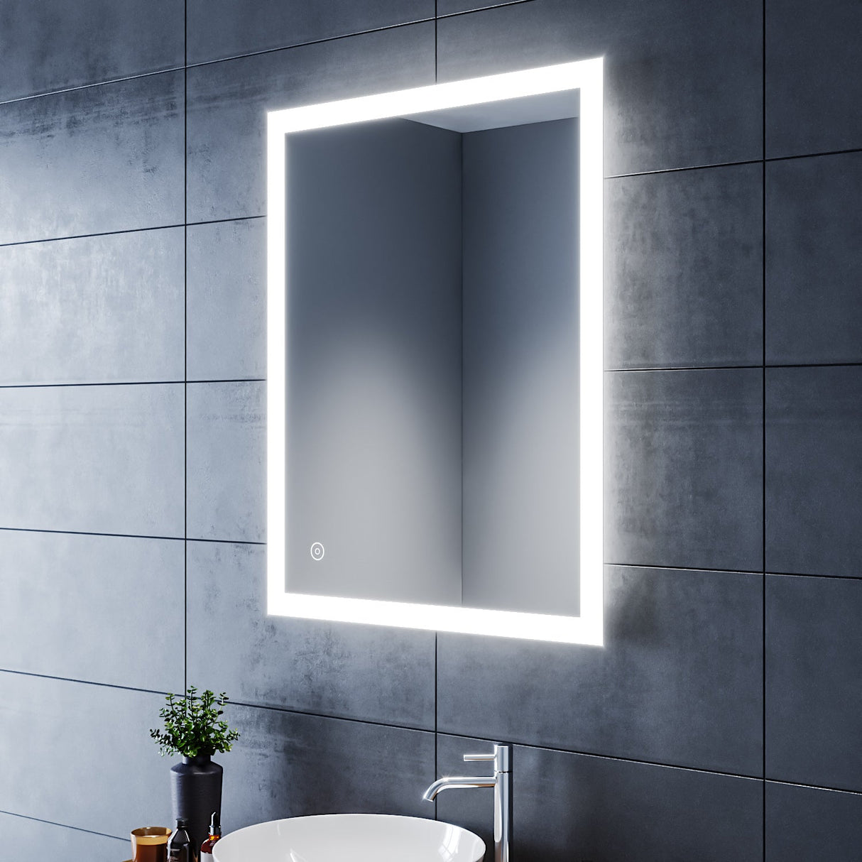 SIRHONA Miroir LED Salle de Bains avec éclairage LED Miroir Muraux AVCE Anti-buée Fonction Cosmétiques Mural Lumière Illumination