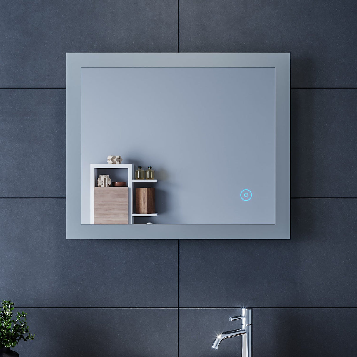SIRHONA Miroir LED Salle de Bains avec éclairage LED Miroir Muraux AVCE Anti-buée Fonction Cosmétiques Mural Lumière Illumination