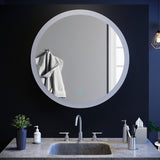 SIRHONA 80cm Miroir de Salle de Bain à LED Rond Anti-buée avec éclairage intégré Blanc Froid Miroir Rond Mural