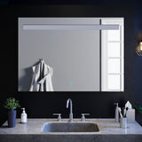 SIRHONA 100x70cm LED Miroir Salle de Bains avec éclairage Cosmétiques Mural Lumière Illumination avec Commande par Effleurement Anti-buée