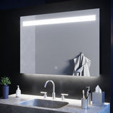 SIRHONA 100x70cm LED Miroir Salle de Bains avec éclairage Cosmétiques Mural Lumière Illumination avec Commande par Effleurement Anti-buée