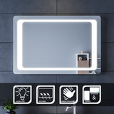 SIRHONA Miroir LED Salle de Bains avec éclairage LED Miroir Muraux AVCE Anti-buée Fonction Cosmétiques Mural Lumière Illumination