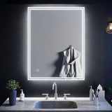 SIRHONA Miroir led Miroir de salle de bains avec éclairage LED Miroir Cosmétiques Mural Lumière Illumination avec Commande par Effleurement 90x70 CM