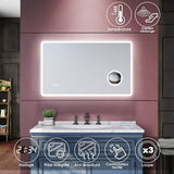 SIRHONA Miroir de salle de bains Anti-buée avec éclairage led  Avec prise rasoir Miroir grossissant 3X 1000 x 600 x 40mm