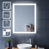 SIRHONA Miroir LED Salle de Bains avec éclairage LED Miroir Muraux AVCE Anti-buée Fonction Cosmétiques Mural Lumière Illumination