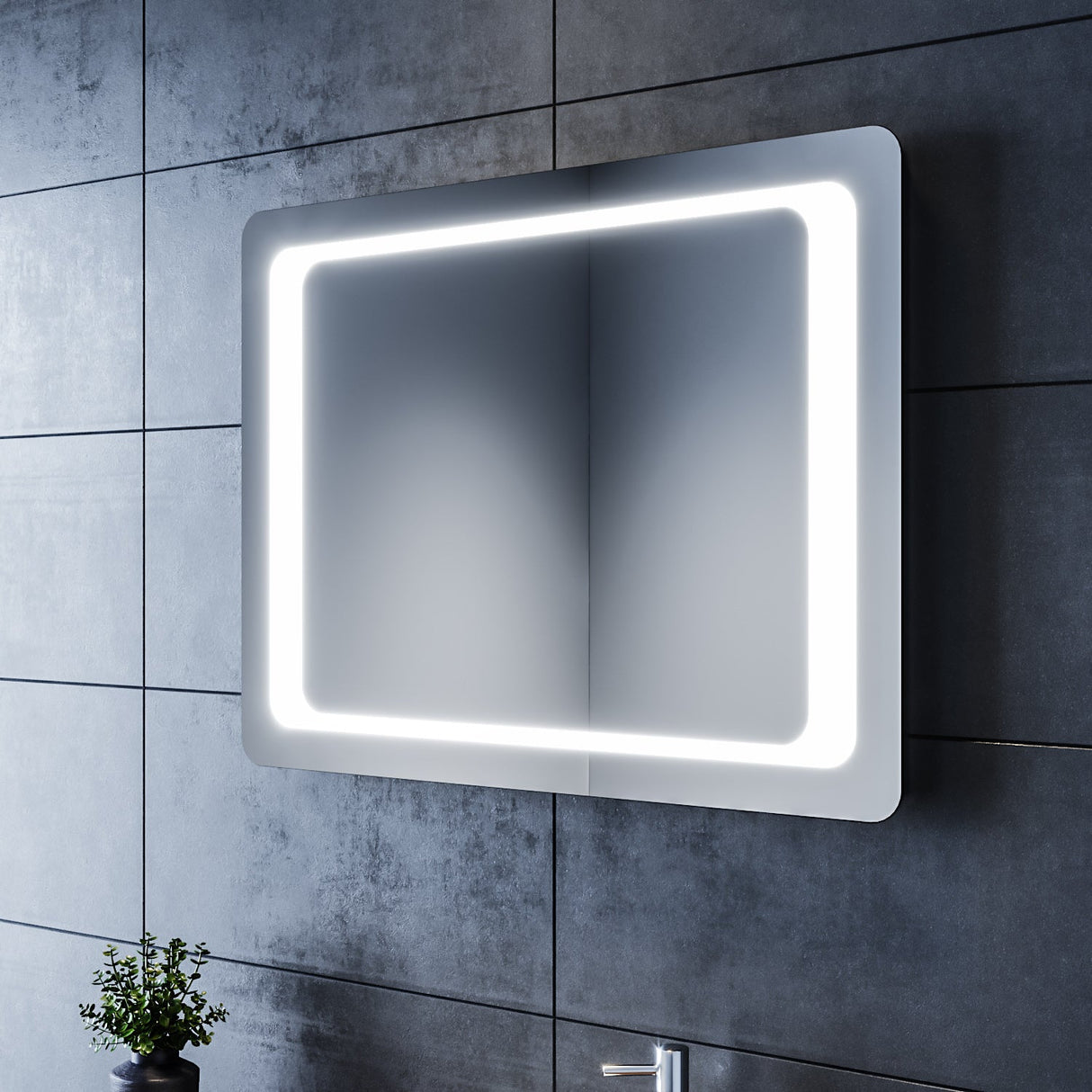 SIRHONA Miroir LED Salle de Bains avec éclairage LED Miroir Muraux AVCE Anti-buée Fonction Cosmétiques Mural Lumière Illumination