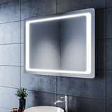 SIRHONA Miroir LED Salle de Bains avec éclairage LED Miroir Muraux AVCE Anti-buée Fonction Cosmétiques Mural Lumière Illumination