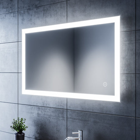 SIRHONA Miroir LED Salle de Bains avec éclairage LED Miroir Muraux AVCE Anti-buée Fonction Cosmétiques Mural Lumière Illumination