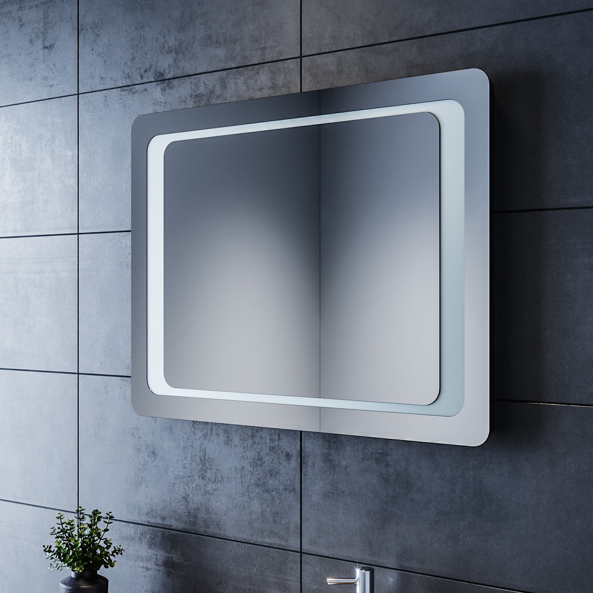 SIRHONA Miroir LED Salle de Bains avec éclairage LED Miroir Muraux AVCE Anti-buée Fonction Cosmétiques Mural Lumière Illumination