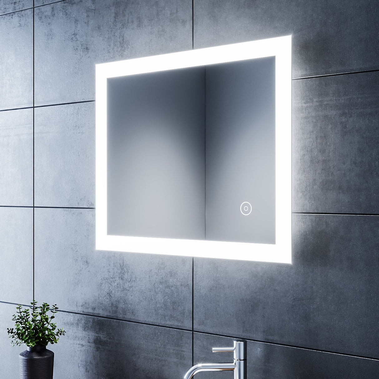 SIRHONA Miroir LED Salle de Bains avec éclairage LED Miroir Muraux AVCE Anti-buée Fonction Cosmétiques Mural Lumière Illumination