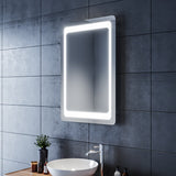 SIRHONA Miroir LED Salle de Bains avec éclairage LED Miroir Muraux AVCE Anti-buée Fonction Cosmétiques Mural Lumière Illumination
